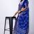 Women's blue floral print cotton silk blend saree with unstitched piece