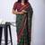 women's green patola viscose saree with unstitched piece