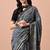 Women's blue floral print viscose cotton saree with unstitched piece