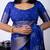 Women's blue floral print cotton silk blend saree with unstitched piece