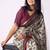 Women's grey floral print viscose cotton saree with unstitched piece