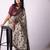 Women's grey floral print viscose cotton saree with unstitched piece