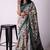Women's grey floral print viscose cotton saree with unstitched piece