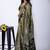 Women's green floral print viscose cotton saree with unstitched piece