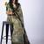 Women's green floral print viscose cotton saree with unstitched piece