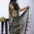 Women's green floral print viscose cotton saree with unstitched piece