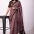 Women's magenta floral,block print viscose cotton saree with unstitched piece