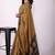 women's mustard floral block print viscose saree with unstitched piece
