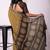women's mustard floral block print viscose saree with unstitched piece