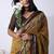 women's mustard floral block print viscose saree with unstitched piece