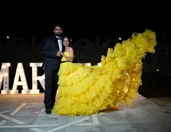 Elegant Yellow Tiered Ruffle Gown – Luxury Party & Evening Wear Dress 3