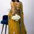 Women's mustard embellished soft silk blend saree with unstitched piece