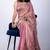 Women's pink embellished soft silk blend saree with unstitched piece