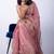 Women's pink embellished soft silk blend saree with unstitched piece