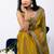 Women's mustard embellished soft silk blend saree with unstitched piece