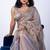 Women's violet embellished soft silk blend saree with unstitched piece
