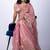 Women's pink embellished soft silk blend saree with unstitched piece