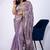 Women's lavender embellished soft silk blend saree with unstitched piece