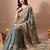 Women's turquoise embellished soft silk blend saree with unstitched piece
