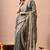 Women's turquoise embellished soft silk blend saree with unstitched piece