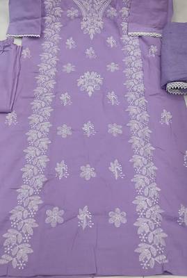 levendar embroidered cambric cotton straight kurta set 5