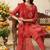 red bandhani print cotton straight kurta set