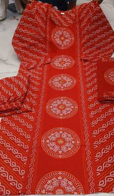 red bandhani print cotton straight kurta set 5