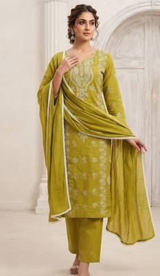 neon embroidered cambric cotton straight kurta set 3