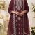 wine embroidered cambric cotton straight kurta set