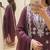 wine embroidered cambric cotton straight kurta set