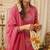 pink bandhani print cotton straight kurta set
