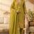 olive green floral embroidery cotton straight kurta set