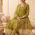 olive green floral embroidery cotton straight kurta set