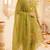 olive green floral embroidery cotton straight kurta set