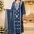 blue embroidered cambric cotton straight kurta set