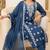 blue embroidered cambric cotton straight kurta set