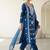 blue embroidered cambric cotton straight kurta set