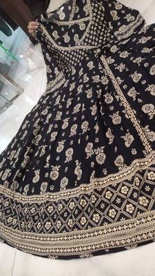 black cotton angrakha anarkali kurta set 5