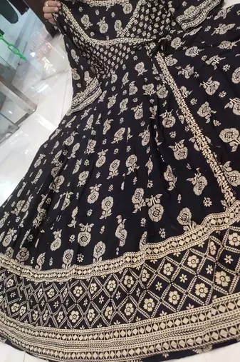 black cotton angrakha anarkali kurta set