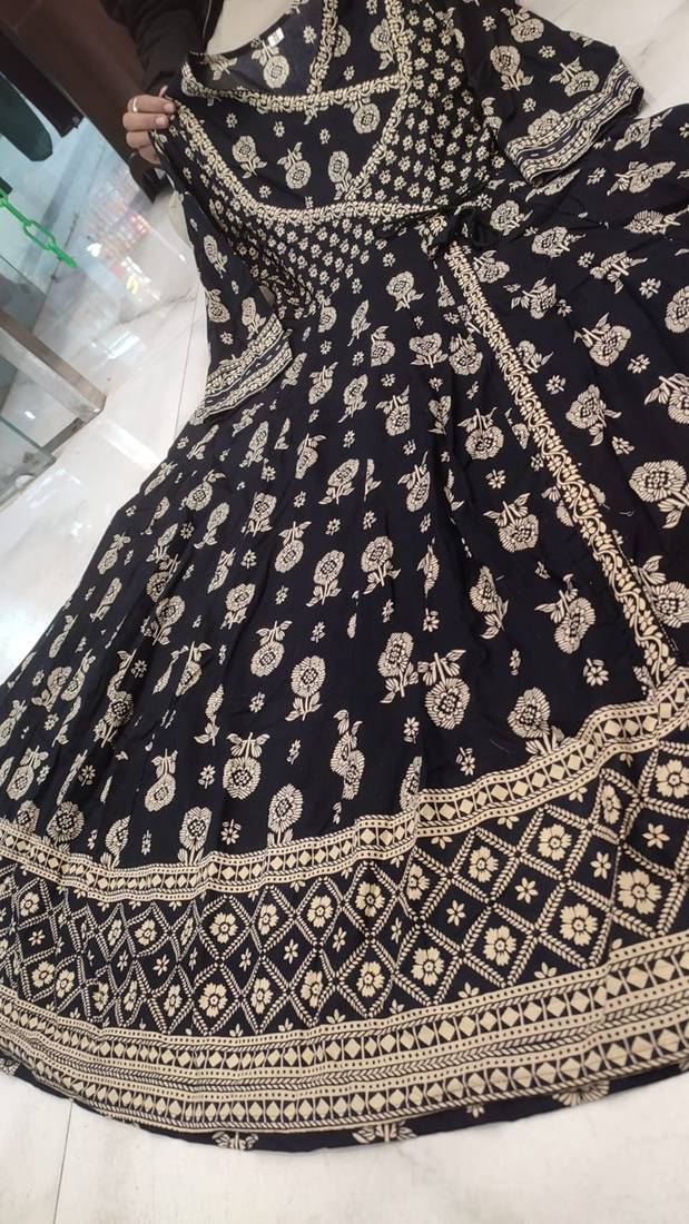 black cotton angrakha anarkali kurta set