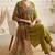 mehendi green patch & mirror work cotton anarkali kurta set