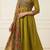 mehendi green patch & mirror work cotton anarkali kurta set