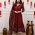 maroon ajrakh printed cotton angrakha anarkali suit set