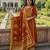 rust orange embroidered chanderi straight kurta pant suit set with dupatta