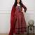 maroon printed cotton anarkali salwar suit set with dupatta