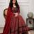 maroon printed cotton anarkali salwar suit set with dupatta