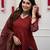 maroon ajrakh printed cotton angrakha anarkali suit set