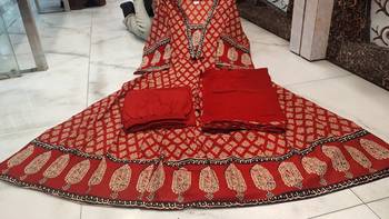 maroon printed cotton anarkali salwar suit set with dupatta 5
