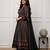 black and maroon ajrakh block print cotton flared anarkali kurta set with dupatta