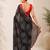 Black bandhani printed saree with mirror work & cutwork border
